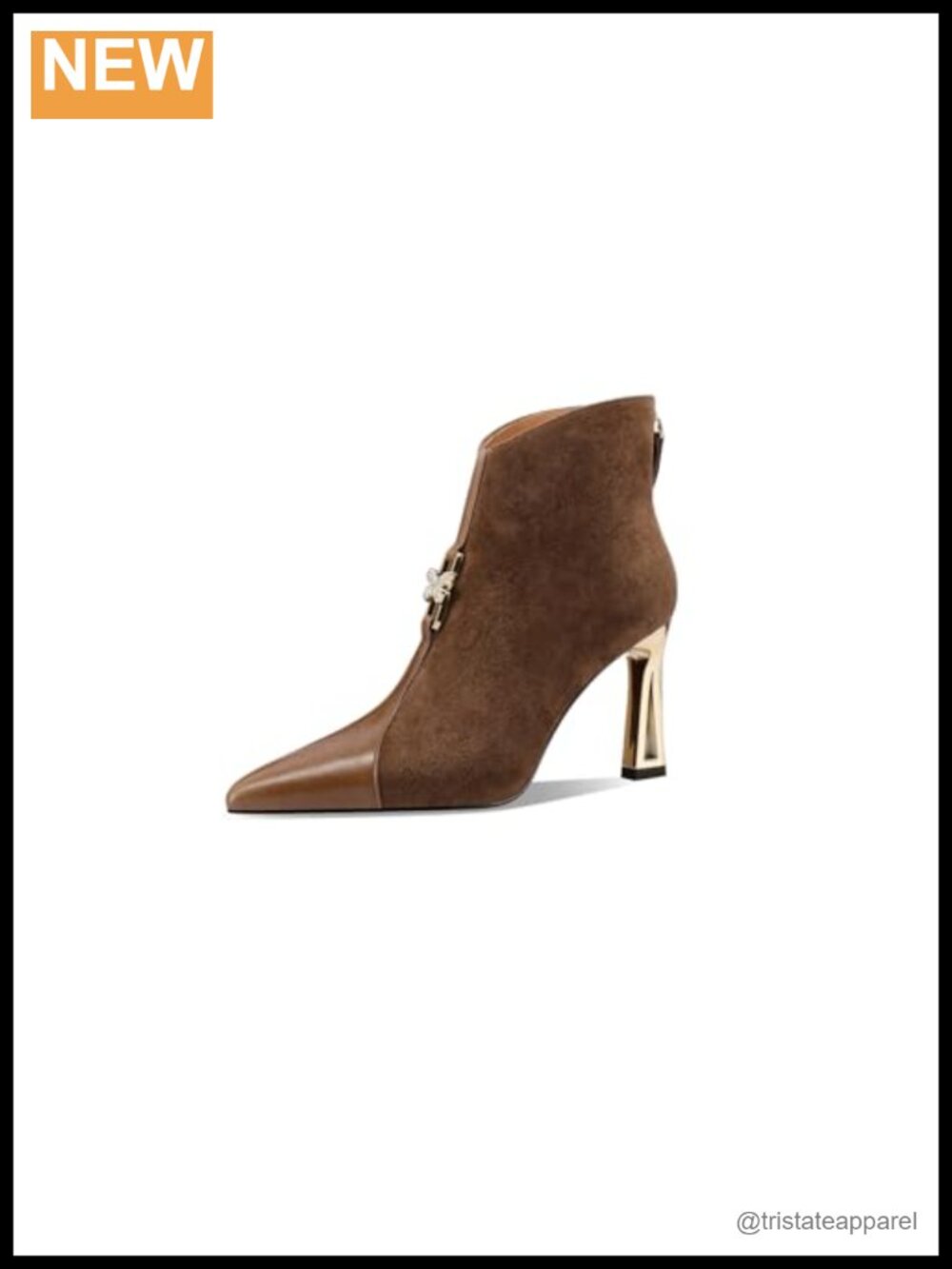 Suede & Genuine Leather Women's Cap Toe Zip Ankle Boots, High Heel, Handmade